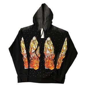 Who Decides War Flames Stained Glass  Windows Hoodie Size Medium